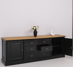 Bufet cu 2 usi, 6 sertare, BAS, Colectia Directoire de la Studio Szel PS295BAS - Culoare Top_P002 - Culoare Corp_P150 - DUBLU COLOR