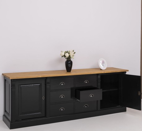 Bufet cu 2 usi, 6 sertare, BAS, Colectia Directoire de la Studio Szel PS295BAS - Culoare Top_P002 - Culoare Corp_P150 - DUBLU COLOR