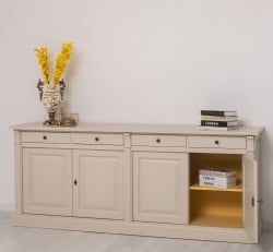 Bufet cu 4 usi si 4 sertare, Colectia Directoire de la Studio Szel PS16BAS - Culoare Ext._P024 / Culoare Int._P050 - DUBLU COLOR