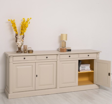 Bufet cu 4 usi si 4 sertare, Colectia Directoire de la Studio Szel PS16BAS - Culoare Ext._P024 / Culoare Int._P050 - DUBLU COLOR