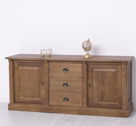 Bufet cu 2 usi, 3 sertare, BAS, Colectia Directoire de la Studio Szel PS56BAS - Culoare Ext._P084 / Culoare Int._P025 - DUBLU COLOR