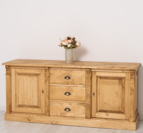 Bufet cu 2 usi, 3 sertare, BAS, Colectia Directoire de la Studio Szel PS56BAS - Culoare Ext._P093 / Culoare Int._P024 - DUBLU COLOR