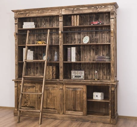Biblioteca mare cu 4 usi BAS + etajera dubla SUP, Colectia Directoire de la Studio Szel PS72BAS + PS294SUP - Culoare_P064 - PERIAT ADANC
