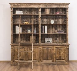 Biblioteca mare cu 4 usi BAS + etajera dubla SUP, Colectia Directoire de la Studio Szel PS72BAS + PS294SUP - Culoare_P064 - PERIAT ADANC