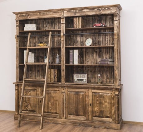 Biblioteca mare cu 4 usi BAS + etajera dubla SUP, Colectia Directoire de la Studio Szel PS72BAS + PS294SUP - Culoare_P064 - PERIAT ADANC