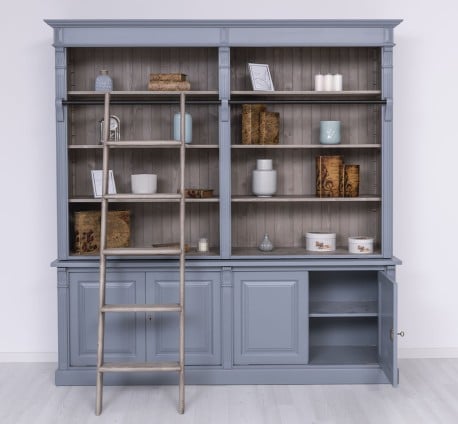Biblioteca mare cu 4 usi BAS + etajera dubla SUP, Colectia Directoire de la Studio Szel PS72BAS+PS294SUP - Culoare Ext._P042 - Culoare Int._P037 - DUBLU COLOR