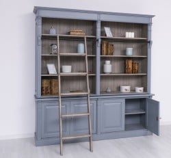 Biblioteca mare cu 4 usi BAS + etajera dubla SUP, Colectia Directoire de la Studio Szel PS72BAS+PS294SUP - Culoare Ext._P042 - Culoare Int._P037 - DUBLU COLOR
