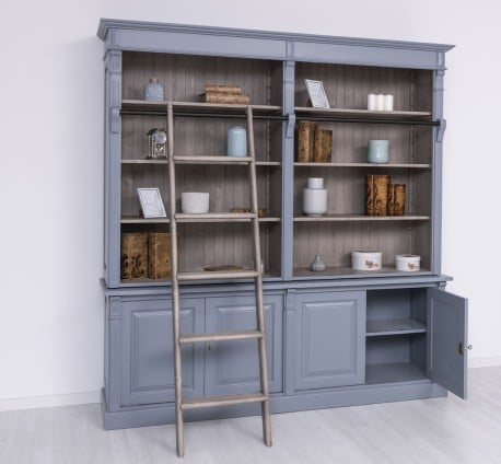 Biblioteca mare cu 4 usi BAS + etajera dubla SUP, Colectia Directoire de la Studio Szel PS72BAS+PS294SUP - Culoare Ext._P042 - Culoare Int._P037 - DUBLU COLOR