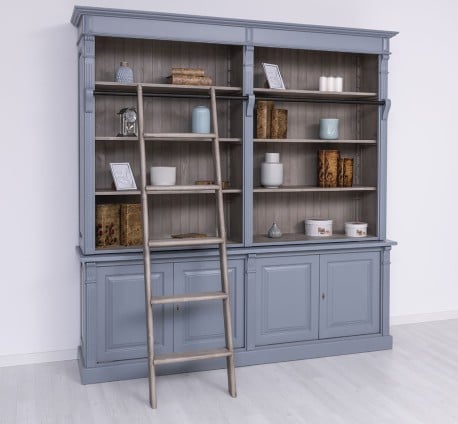 Biblioteca mare cu 4 usi BAS + etajera dubla SUP, Colectia Directoire de la Studio Szel PS72BAS+PS294SUP - Culoare Ext._P042 - Culoare Int._P037 - DUBLU COLOR