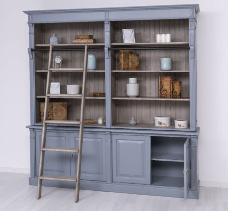 Biblioteca mare cu 4 usi BAS + etajera dubla SUP, Colectia Directoire de la Studio Szel PS72BAS+PS294SUP - Culoare Ext._P042 - Culoare Int._P037 - DUBLU COLOR