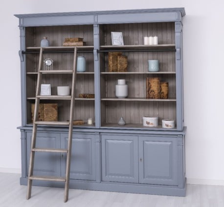 Biblioteca mare cu 4 usi BAS + etajera dubla SUP, Colectia Directoire de la Studio Szel PS72BAS+PS294SUP - Culoare Ext._P042 - Culoare Int._P037 - DUBLU COLOR