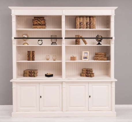 Biblioteca mare cu 4 usi BAS + etajera dubla SUP, Colectia Directoire de la Studio Szel PS72BAS+PS294SUP - Culoare_P015 - VOPSIT