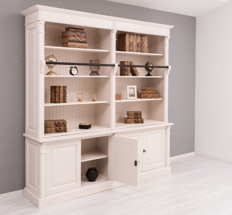 Biblioteca mare cu 4 usi BAS + etajera dubla SUP, Colectia Directoire de la Studio Szel PS72BAS+PS294SUP - Culoare_P015 - VOPSIT
