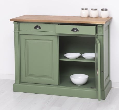 Bufet cu 2 usi, 2 sertare, BAS, Colectia Directoire de la Studio Szel PS38BAS - Culoare Top_P001 - Culoare Corp_P038 - DUBLU COLOR