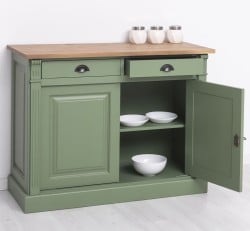 Bufet cu 2 usi, 2 sertare, BAS, Colectia Directoire de la Studio Szel PS38BAS - Culoare Top_P001 - Culoare Corp_P038 - DUBLU COLOR