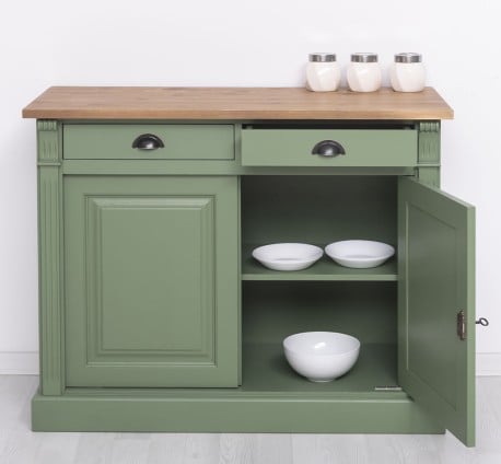 Bufet cu 2 usi, 2 sertare, BAS, Colectia Directoire de la Studio Szel PS38BAS - Culoare Top_P001 - Culoare Corp_P038 - DUBLU COLOR
