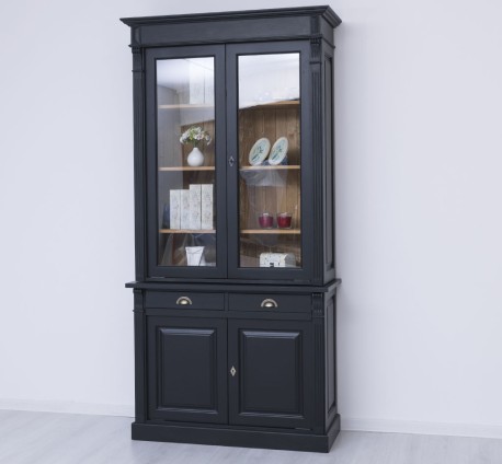 Dulap cu 2 usi, 2 sertare BAS + 2 usi sticla SUP, Colectia Directoire de la Studio Szel PS38BAS + PS75SUP - Culoare Ext._P003 - Culoare Int._P002 - DUBLU COLOR