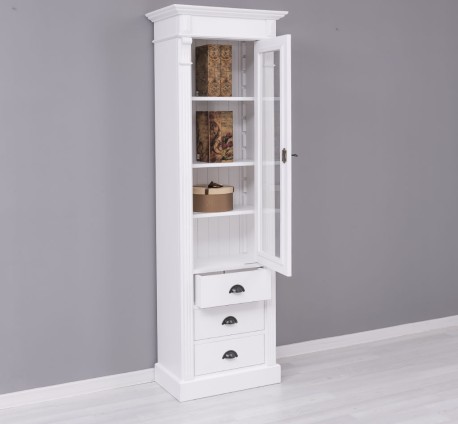 Dulap cu 1 usa sticla, 3 sertare, Colectia Directoire de la Studio Szel PS425 - Culoare_P004A - VOPSIT ANTCHIZAT