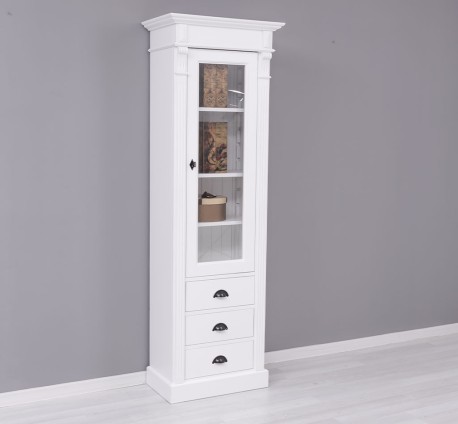 Dulap cu 1 usa sticla, 3 sertare, Colectia Directoire de la Studio Szel PS425 - Culoare_P004A - VOPSIT ANTCHIZAT