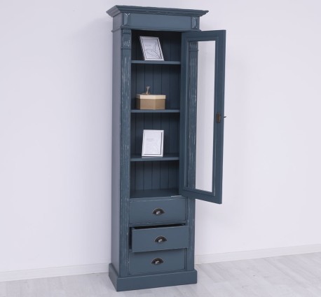 Dulap cu 1 usa sticla, 3 sertare, Colectia Directoire de la Studio Szel PS425 - Culoare_P051A - VOPSIT ANTCHIZAT
