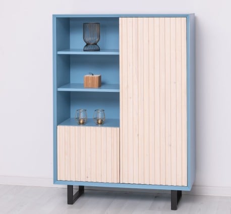 Bufet cu 2 usi Slatted de la Studio Szel PS750 - Culoare Corp_P053 - Culoare Usi_P095 - DUBLU COLOR