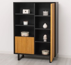 Bufet cu 2 usi Slatted de la Studio Szel PS750 - Culoare Corp_P003 - Culoare Sertare_P082 - DUBLU COLOR