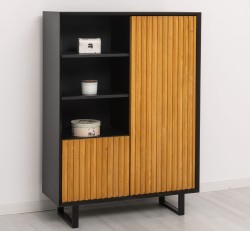 Bufet cu 2 usi Slatted de la Studio Szel PS750 - Culoare Corp_P003 - Culoare Sertare_P082 - DUBLU COLOR