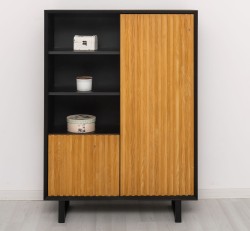 Bufet cu 2 usi Slatted de la Studio Szel PS750 - Culoare Corp_P003 - Culoare Sertare_P082 - DUBLU COLOR