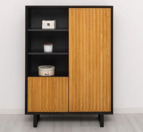 Bufet cu 2 usi Slatted de la Studio Szel PS750 - Culoare Corp_P003 - Culoare Sertare_P082 - DUBLU COLOR