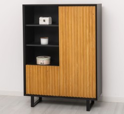 Bufet cu 2 usi Slatted de la Studio Szel PS750 - Culoare Corp_P003 - Culoare Sertare_P082 - DUBLU COLOR