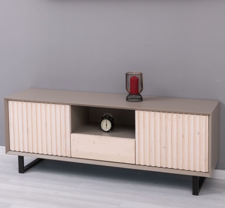 Comoda TV cu 2 usi si 1 sertar Slatted de la Studio Szel PS752 - Culoare Corp_P030 - Culoare Usi_P095 - DUBLU COLOR