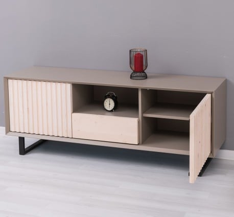 Comoda TV cu 2 usi si 1 sertar Slatted de la Studio Szel PS752 - Culoare Corp_P030 - Culoare Usi_P095 - DUBLU COLOR