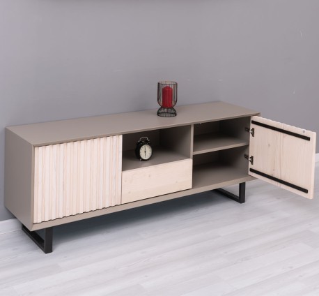 Comoda TV cu 2 usi si 1 sertar Slatted de la Studio Szel PS752 - Culoare Corp_P030 - Culoare Usi_P095 - DUBLU COLOR