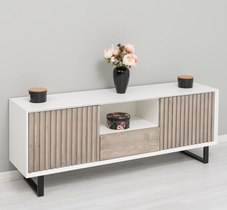 Comoda TV cu 2 usi si 1 sertar Slatted de la Studio Szel PS752 - Culoare Corp_P039 - Culoare Usi_P037 - DUBLU COLOR