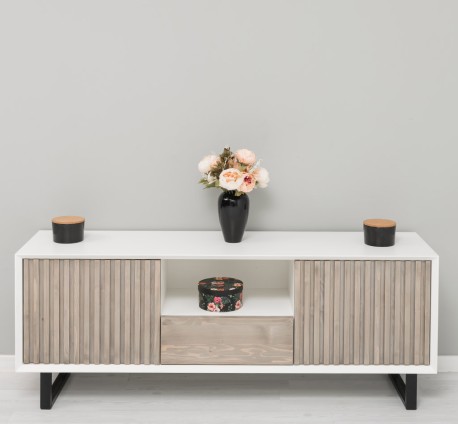 Comoda TV cu 2 usi si 1 sertar Slatted de la Studio Szel PS752 - Culoare Corp_P039 - Culoare Usi_P037 - DUBLU COLOR