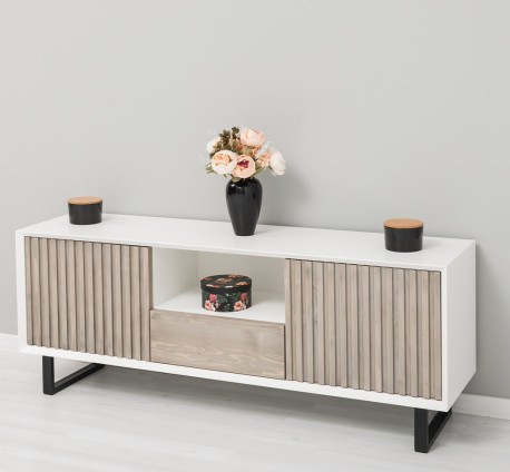 Comoda TV cu 2 usi si 1 sertar Slatted de la Studio Szel PS752 - Culoare Corp_P039 - Culoare Usi_P037 - DUBLU COLOR