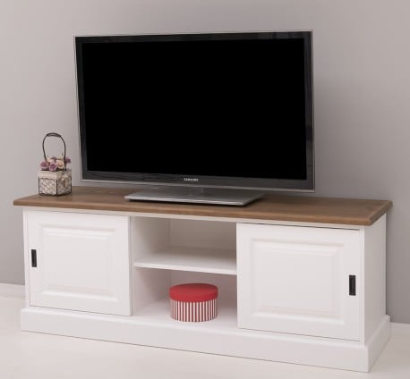 Comoda TV cu 2 usi glisante de la Studio Szel PS222 - Culoare Top_P001 - Culoare Corp_P004 - DUBLU COLOR