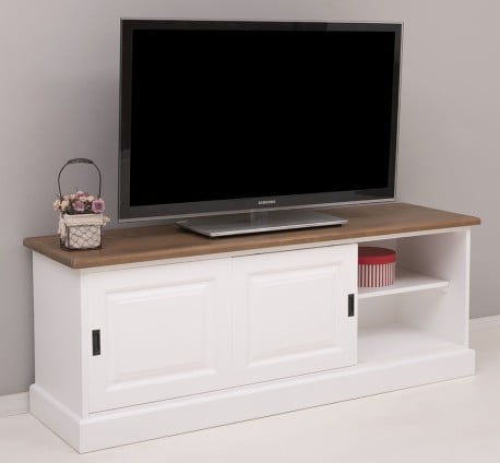 Comoda TV cu 2 usi glisante de la Studio Szel PS222 - Culoare Top_P001 - Culoare Corp_P004 - DUBLU COLOR