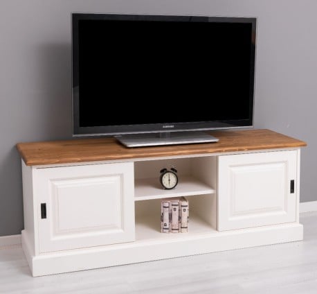 Comoda TV cu 2 usi glisante de la Studio Szel PS222 - Culoare Top_P001 - Culoare Corp_P039A - DUBLU COLOR