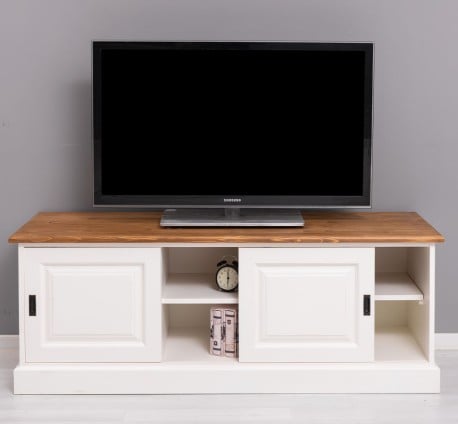 Comoda TV cu 2 usi glisante de la Studio Szel PS222 - Culoare Top_P001 - Culoare Corp_P039A - DUBLU COLOR