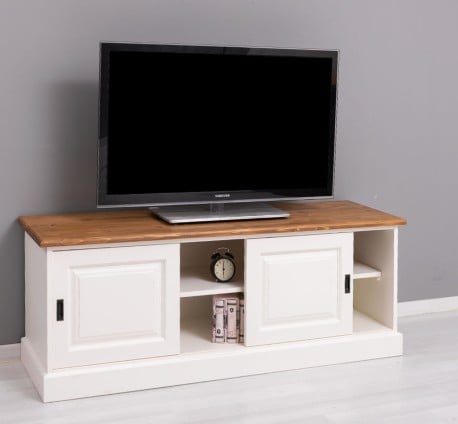 Comoda TV cu 2 usi glisante de la Studio Szel PS222 - Culoare Top_P001 - Culoare Corp_P039A - DUBLU COLOR