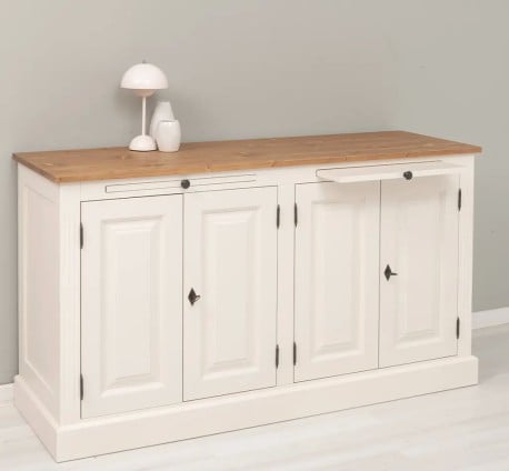 Bufet 4 usi, BAS de la Studio Szel PS405BAS - Culoare Top_P001 - Culoare Corp_P015A - DUBLU COLOR