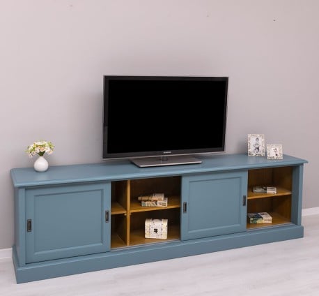 Comoda TV cu 4 usi glisante, BAS de la Studio Szel PS609BAS - Culoare Ext._P008 / Culoare Int._P082 - DUBLU COLOR