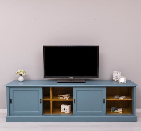 Comoda TV cu 4 usi glisante, BAS de la Studio Szel PS609BAS - Culoare Ext._P008 / Culoare Int._P082 - DUBLU COLOR