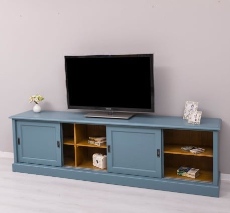 Comoda TV cu 4 usi glisante, BAS de la Studio Szel PS609BAS - Culoare Ext._P008 / Culoare Int._P082 - DUBLU COLOR