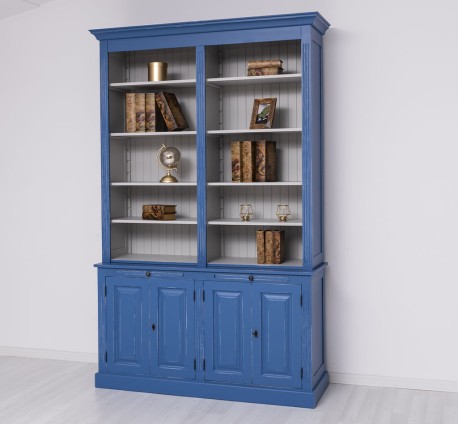 Biblioteca cu 4 usi BAS + etajera dubla SUP de la Studio Szel PS405BAS+SUP - Culoare Ext._P045 / Culoare Int._P010 - DUBLU COLOR