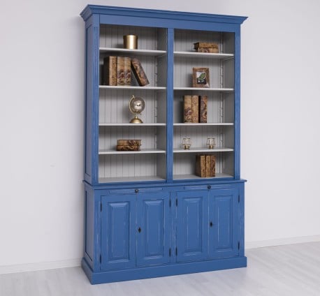 Biblioteca cu 4 usi BAS + etajera dubla SUP de la Studio Szel PS405BAS+SUP - Culoare Ext._P045 / Culoare Int._P010 - DUBLU COLOR