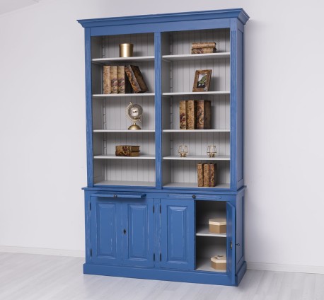 Biblioteca cu 4 usi BAS + etajera dubla SUP de la Studio Szel PS405BAS+SUP - Culoare Ext._P045 / Culoare Int._P010 - DUBLU COLOR