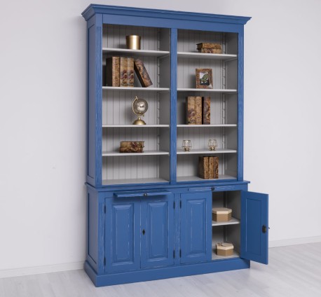Biblioteca cu 4 usi BAS + etajera dubla SUP de la Studio Szel PS405BAS+SUP - Culoare Ext._P045 / Culoare Int._P010 - DUBLU COLOR