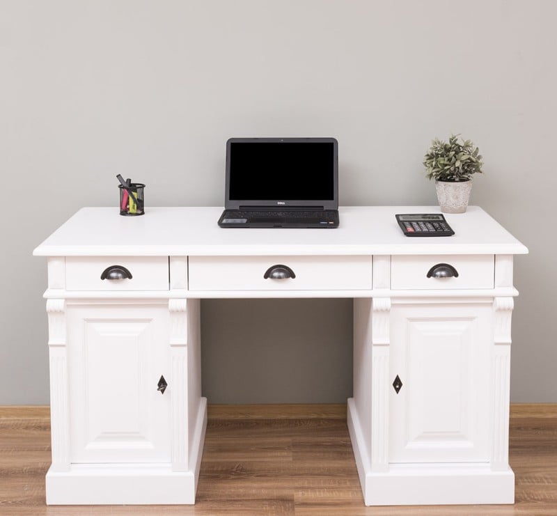 Birou cu 2 usi si 3 sertare, Colectia Directoire cu finisaj White